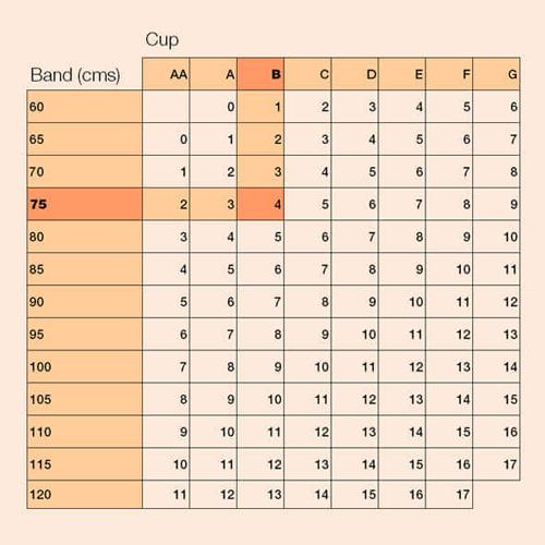 Amoena Breast Form Sizing Chart